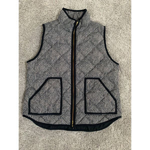 J. Crew Black & Cream Quilted Puffer Vest